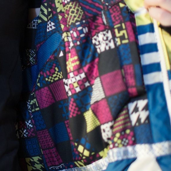 Yellow/blue stripe Micro-light Winter/Skiing Coat - Picture 8 of 8